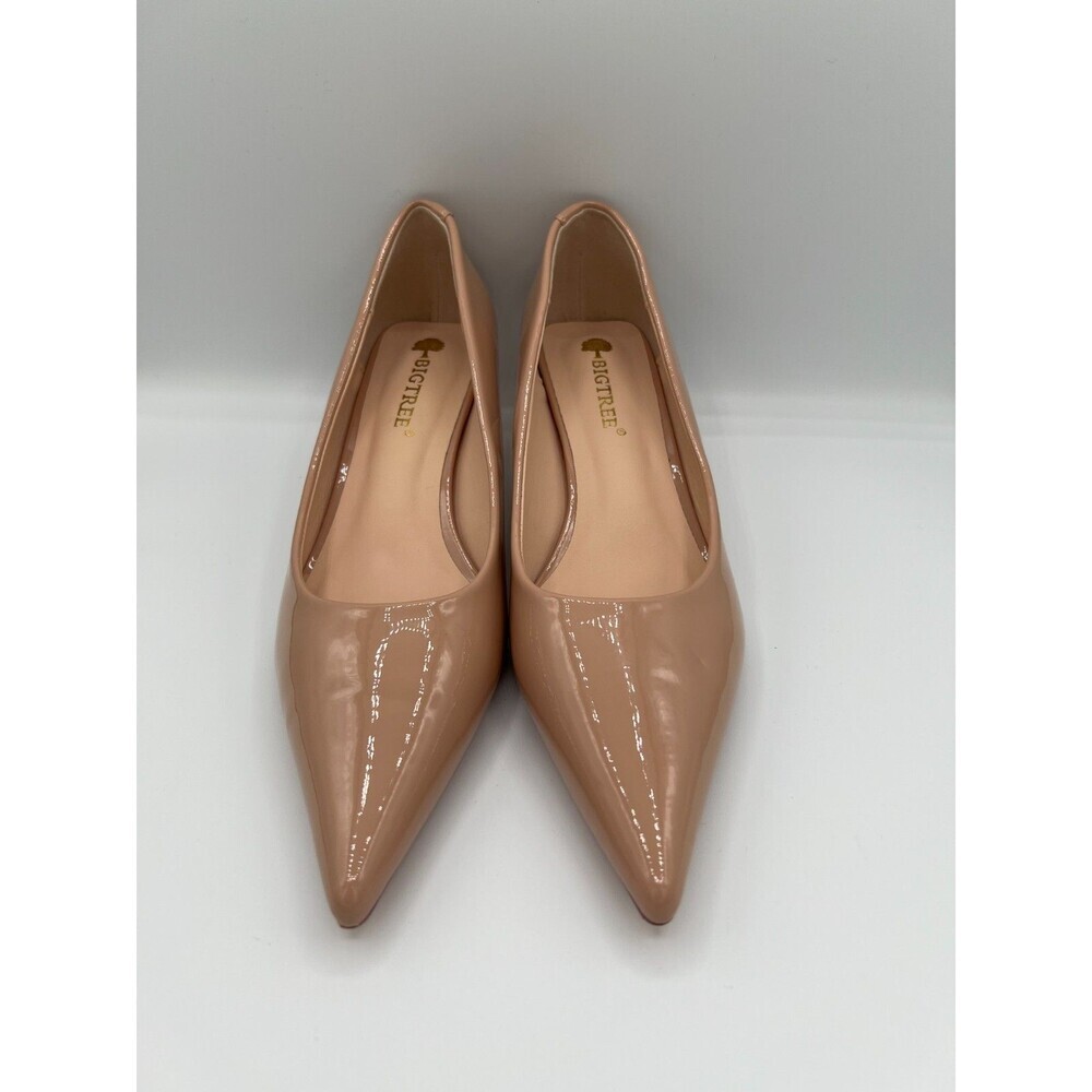 BigTree Nude Patent Kitten Heel Pointed Toe Pumps Womens Size 38